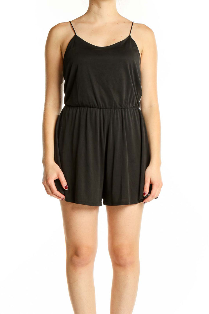 Black Solid Romper