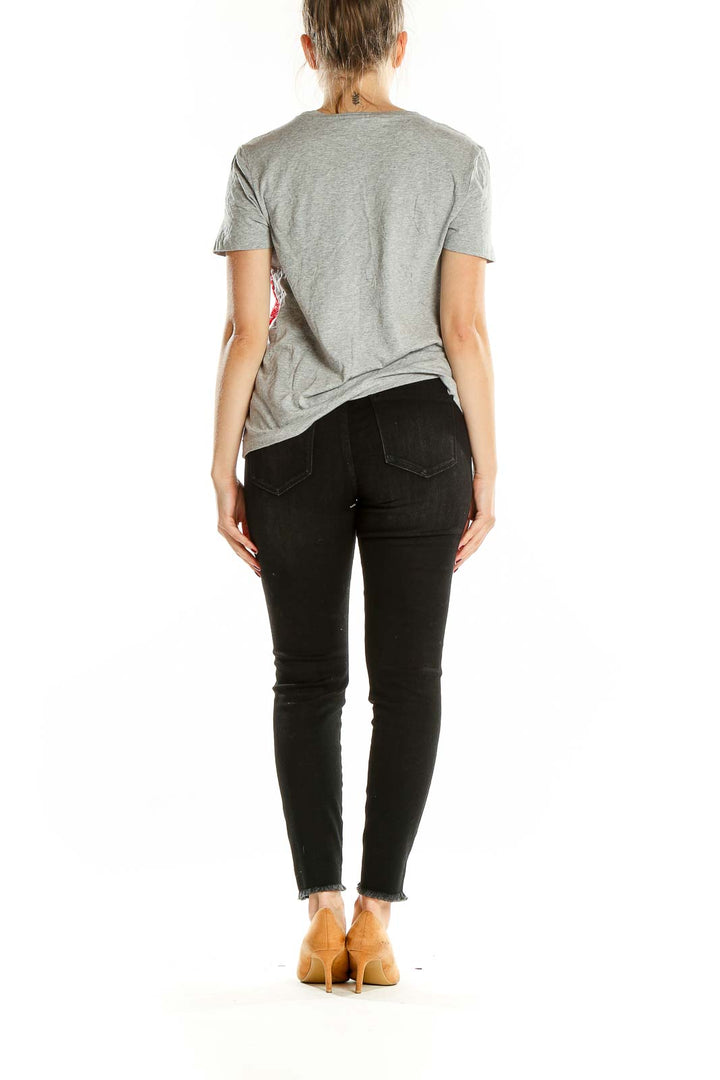 DKNY gray t-shirt with sequin embellishment, back view