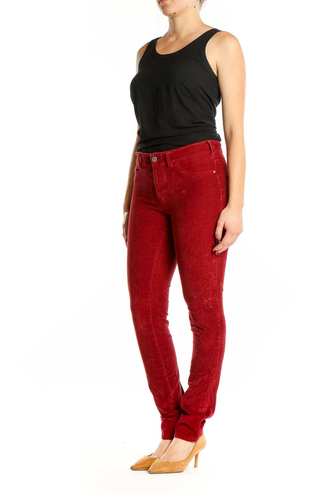 Red Corduroy Skinny Pants