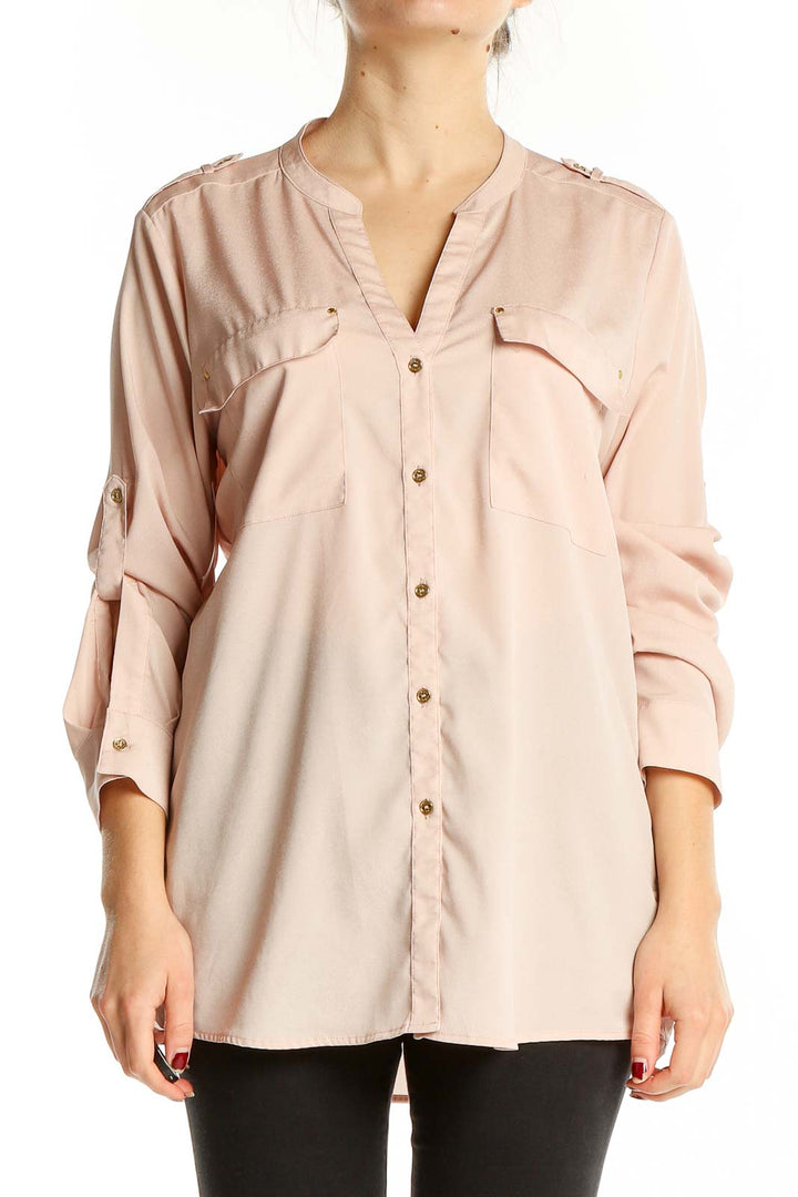 Pink Split Neck Shirt