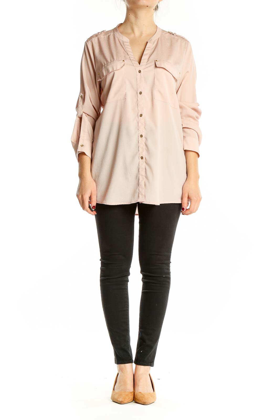 Pink Split Neck Shirt