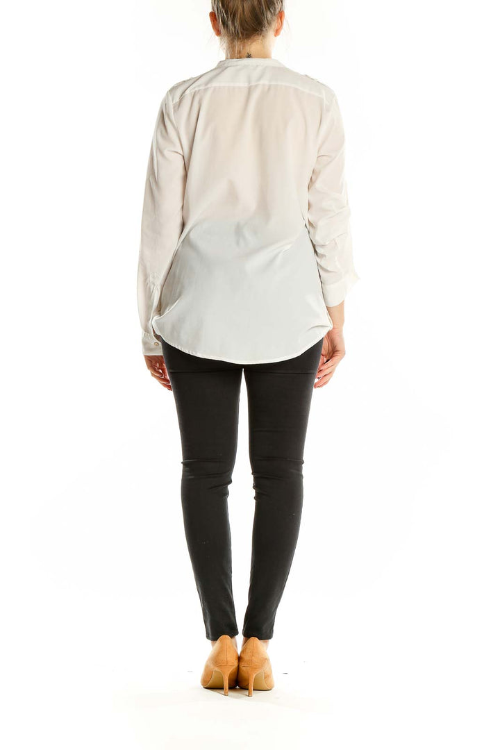 White Split Neck Shirt