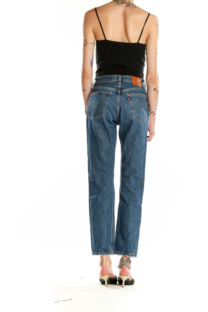 Back view of Levi's straight leg jeans showing classic pocket design