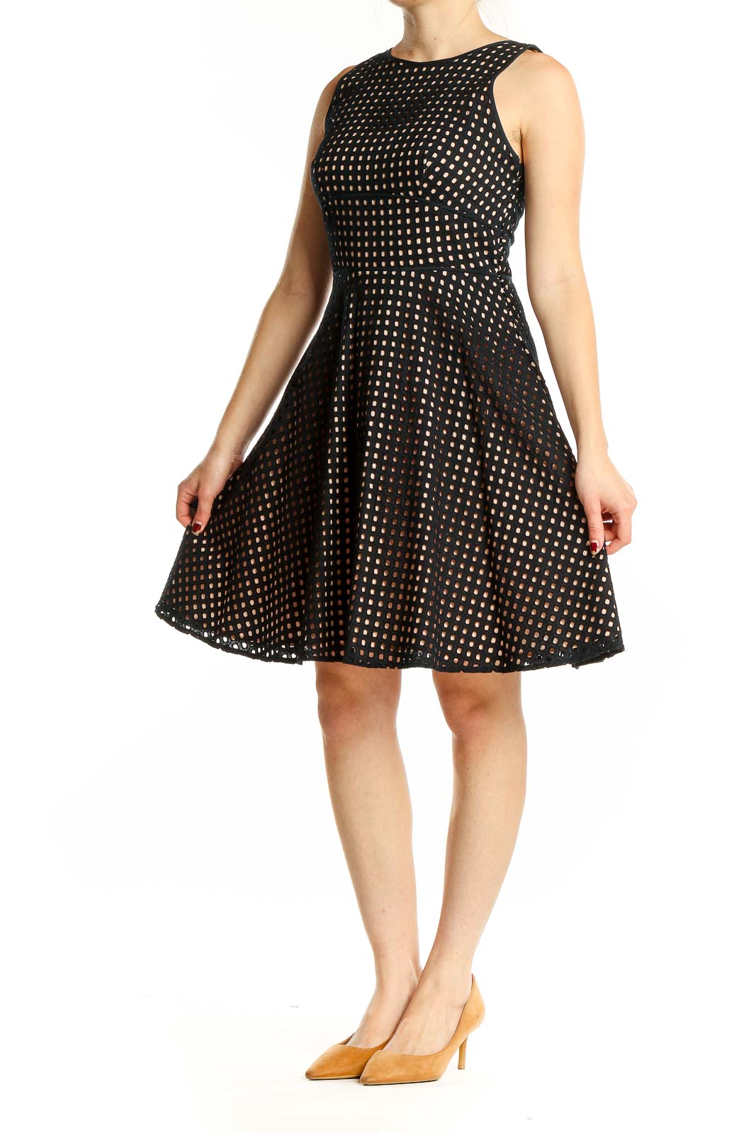 LOFT Black Cotton Polka Dot Fit-and-Flare Dress - Size S SilkRoll LOFT Black Cotton Polka Dot Fit-and-Flare Dress - Size S SilkRoll