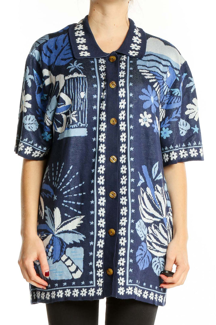 Blue Tropical Print Shirt