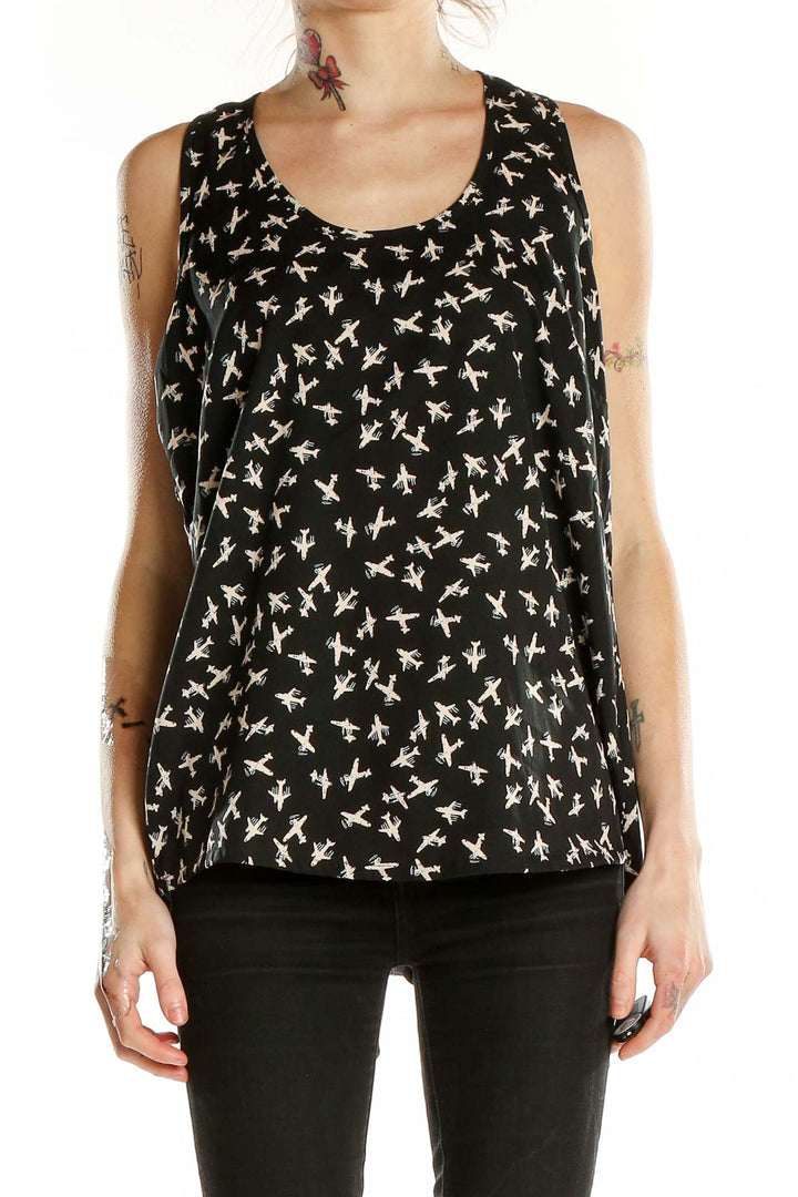 Black Printed Sleeveless Top