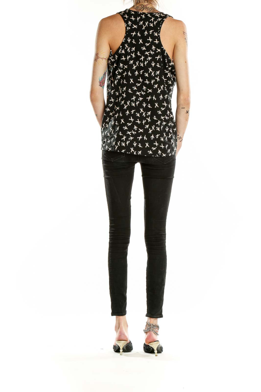 Black Printed Sleeveless Top