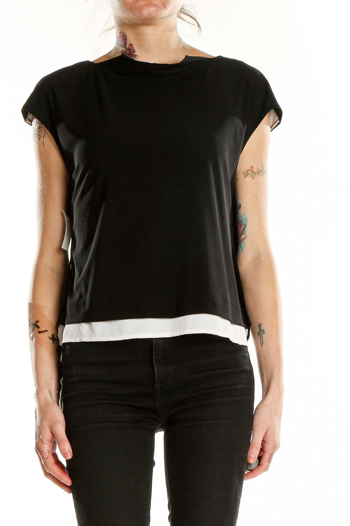 Black White Shorts Sleeve Top