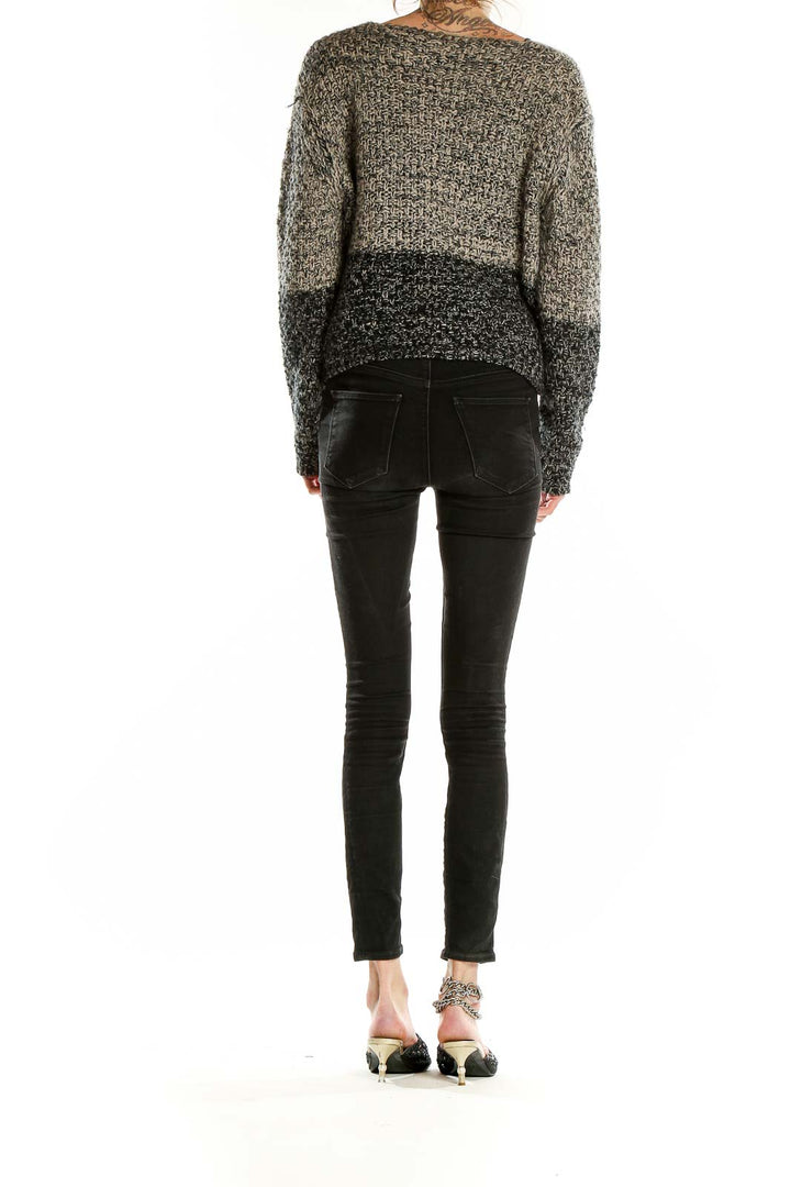 Gray Zip Up Texture Sweater