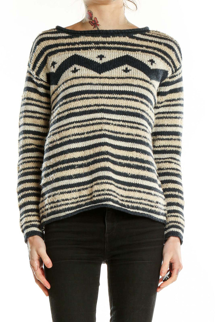 Multicolor Long Sleeve Striped Vintage Sweater