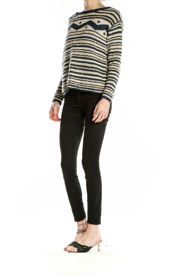 Multicolor Long Sleeve Striped Vintage Sweater