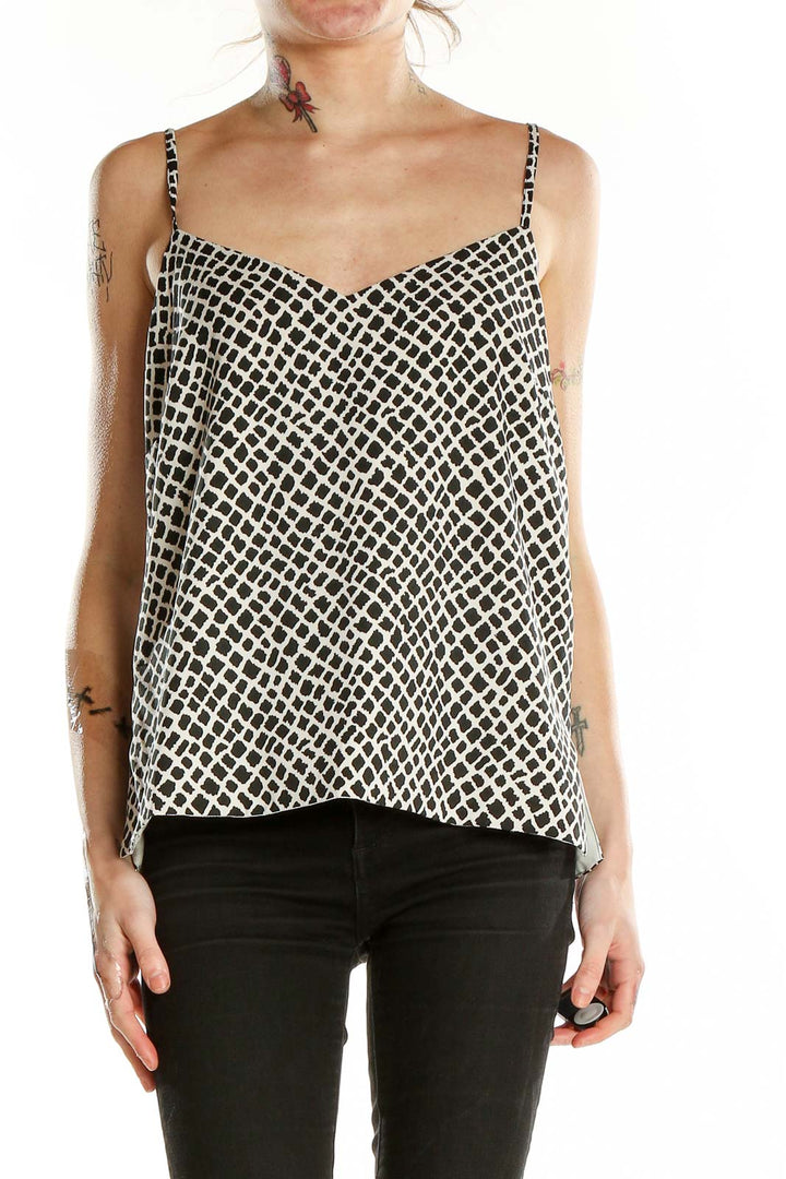 Black White Sleeveless Printed Top