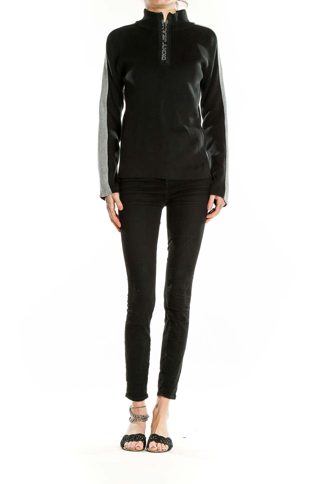 Black Highneck Quarter Zip Sweater