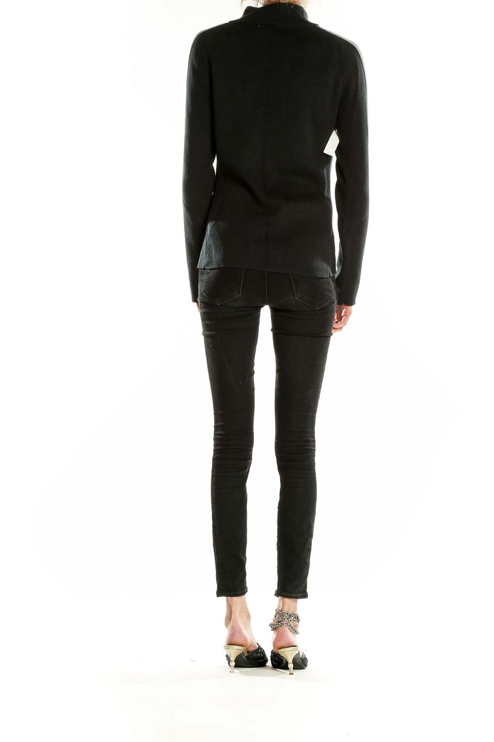 Black Highneck Quarter Zip Sweater