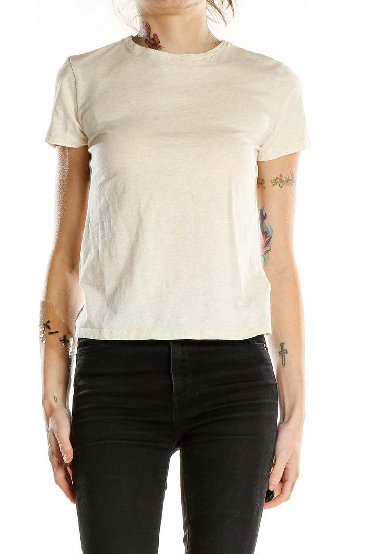 Beige Shorts Sleeve T-Shirt