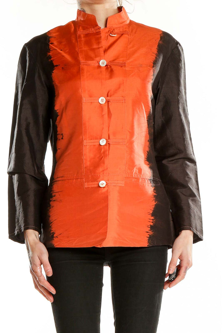 Orange Brown Silk Vintage Shirt