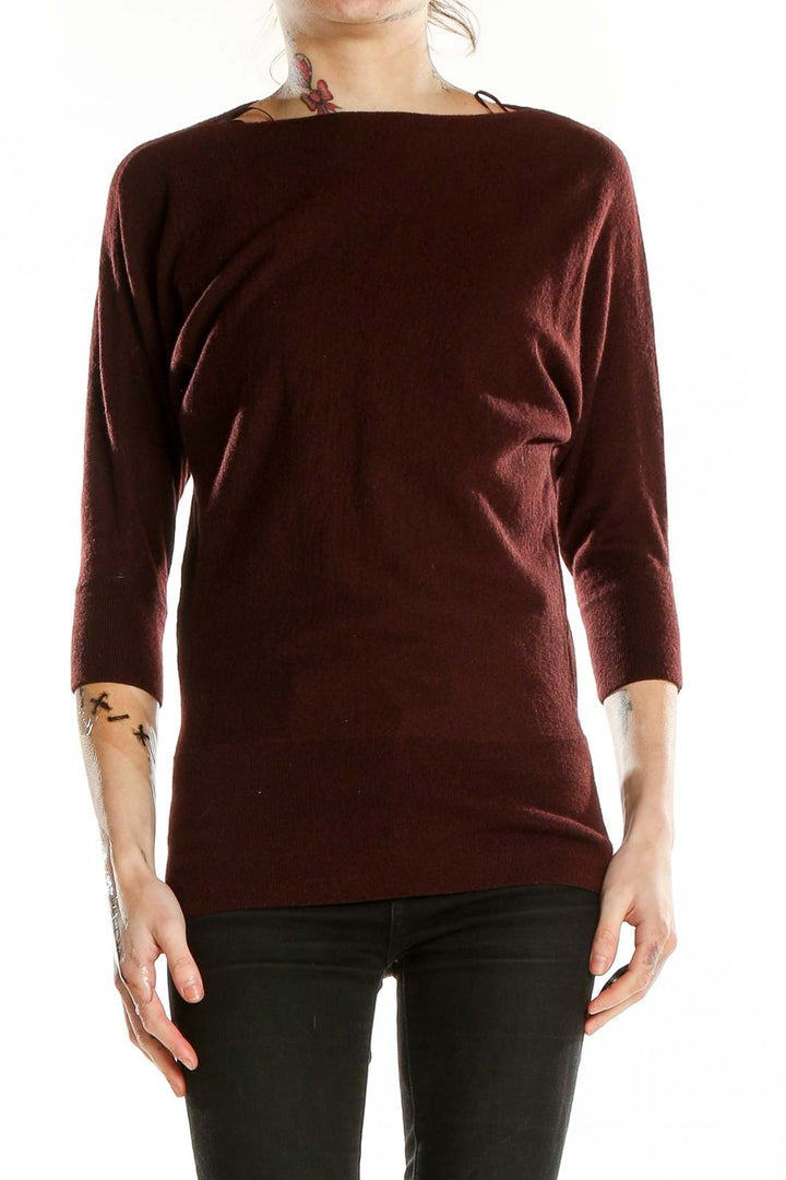 Burgundy Merino Wool Boatneck Sweatshirt