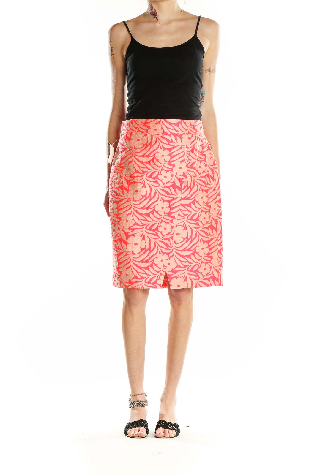 Pink Printed Pencil Skirt