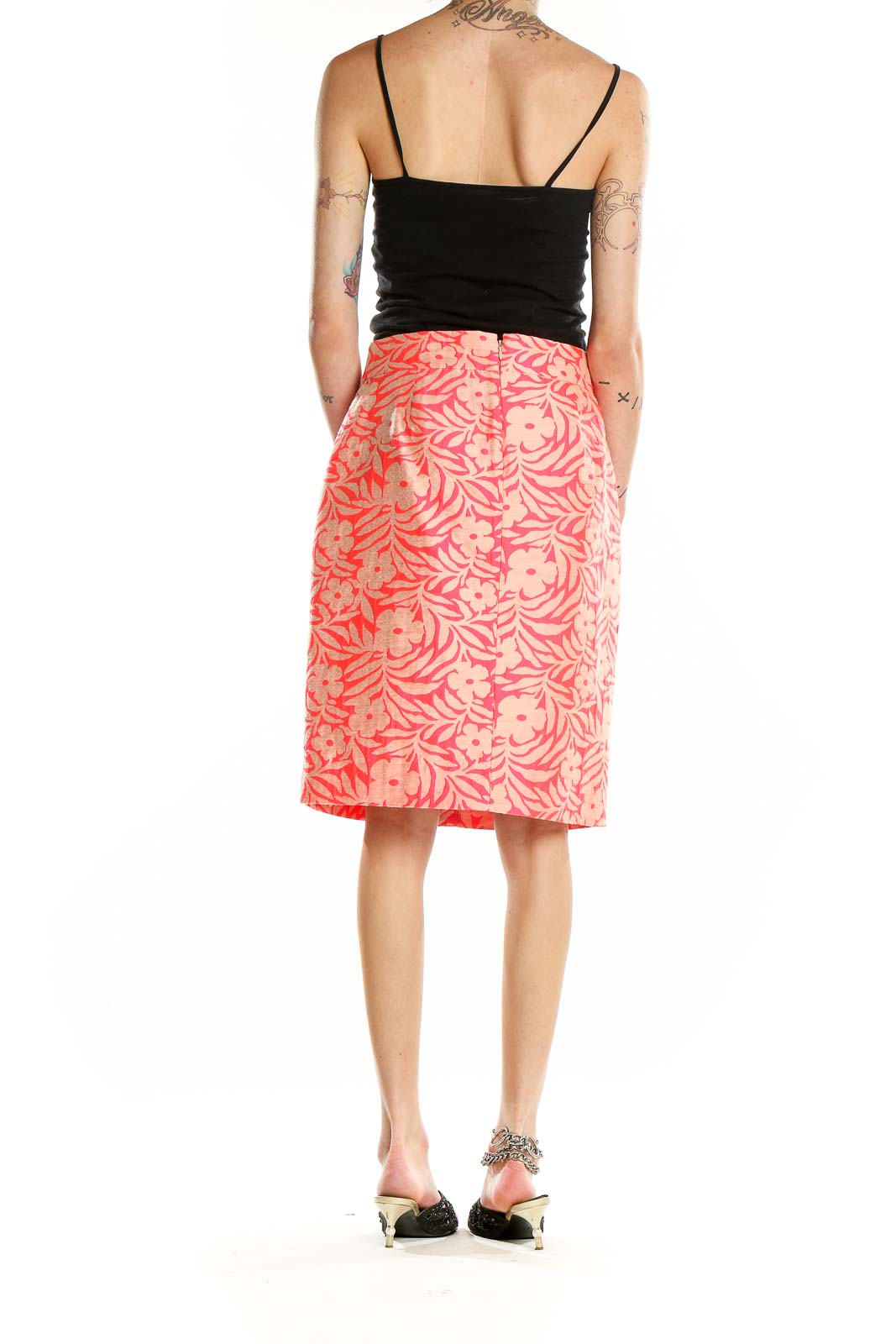 Pink Printed Pencil Skirt