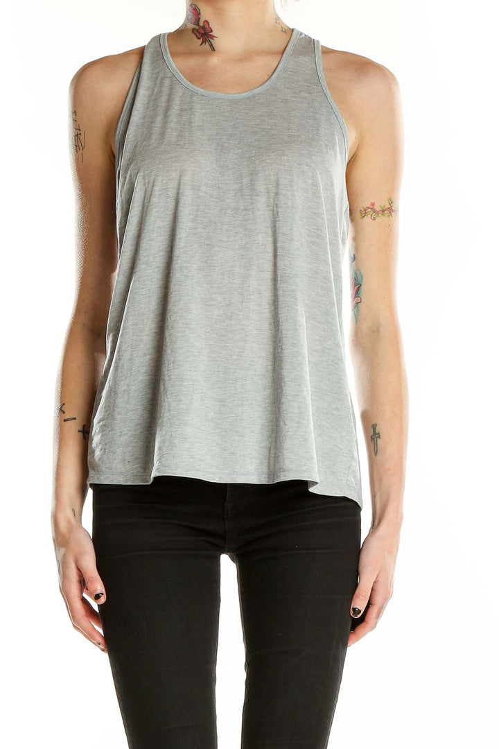 Front view of Athleta gray racerback athletic tank top