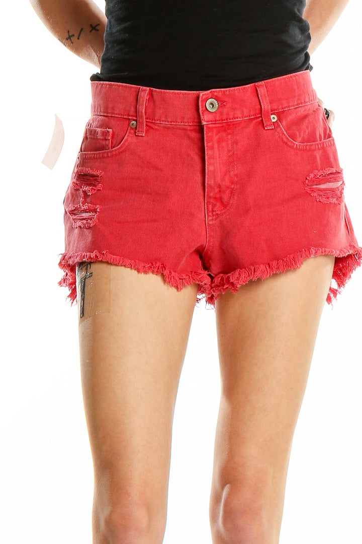 Red Denim Shorts