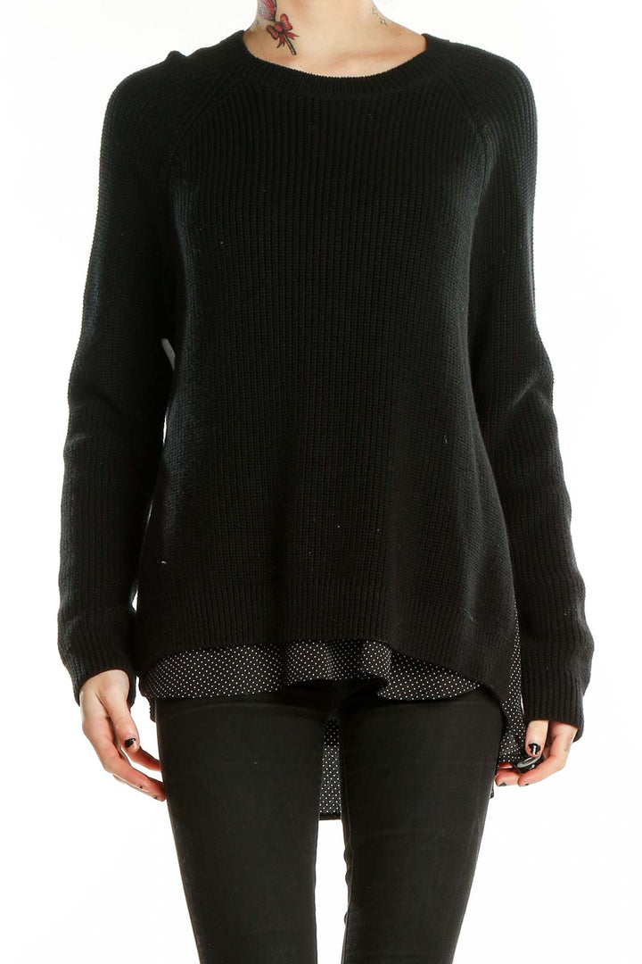 Black Crewneck Two-Layer Sweater