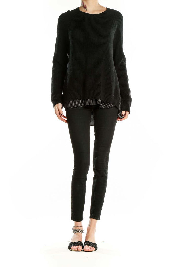 Black Crewneck Two-Layer Sweater