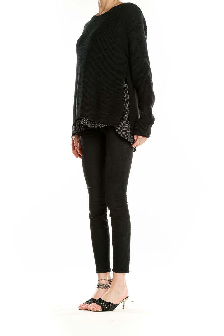 Black Crewneck Two-Layer Sweater