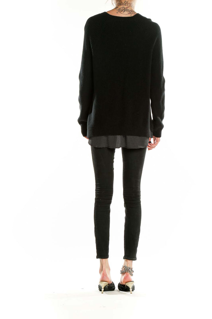 Black Crewneck Two-Layer Sweater