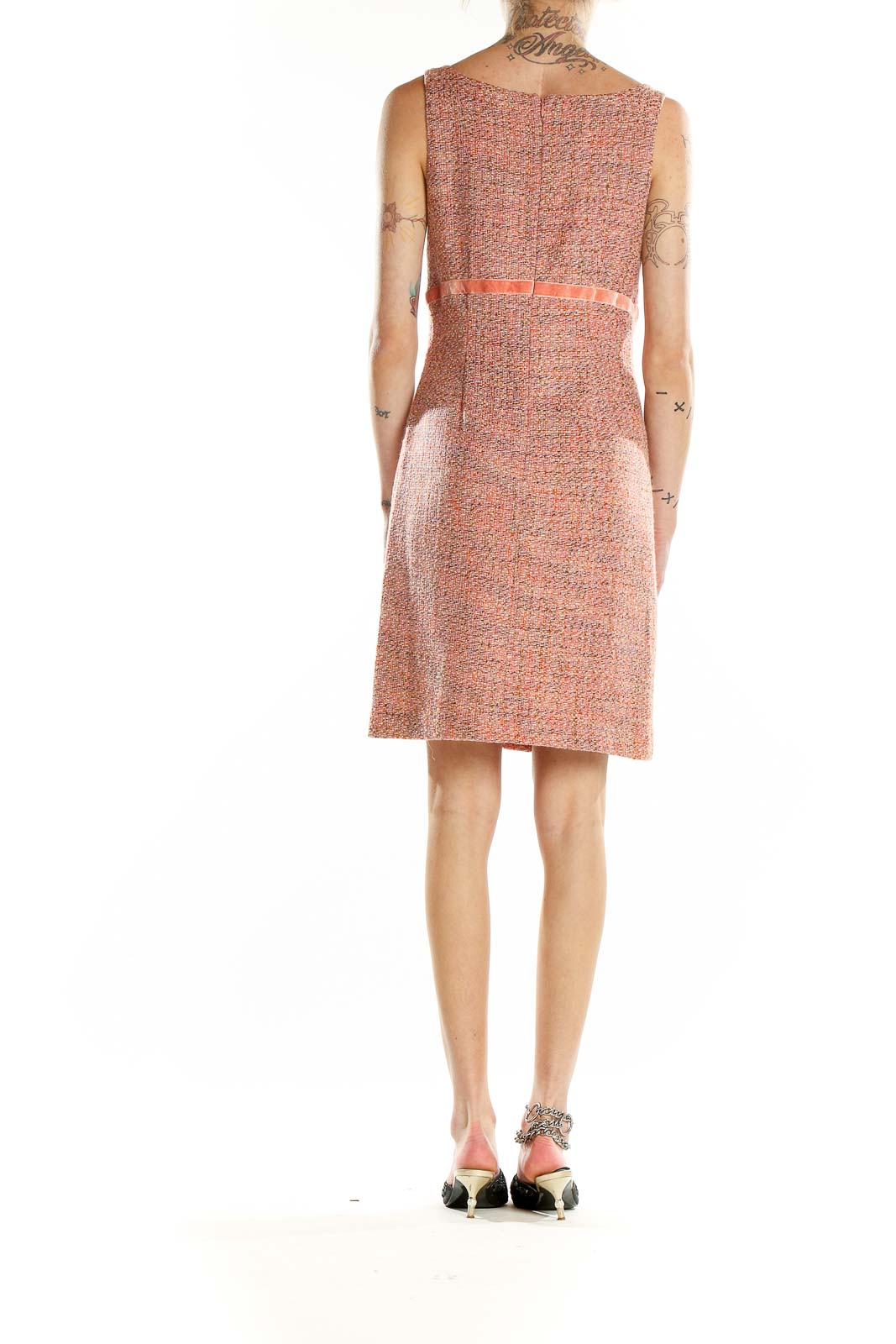 Pink Sleeveless Tweed Dress