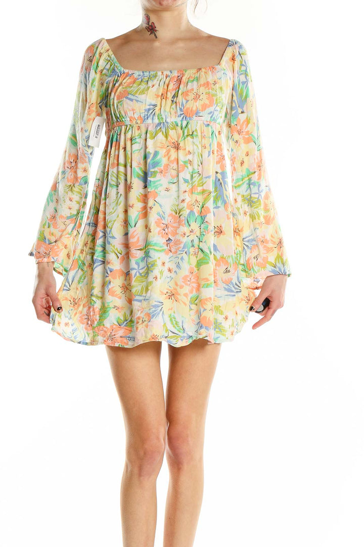 Multicolor Flare Tropical Print Dress