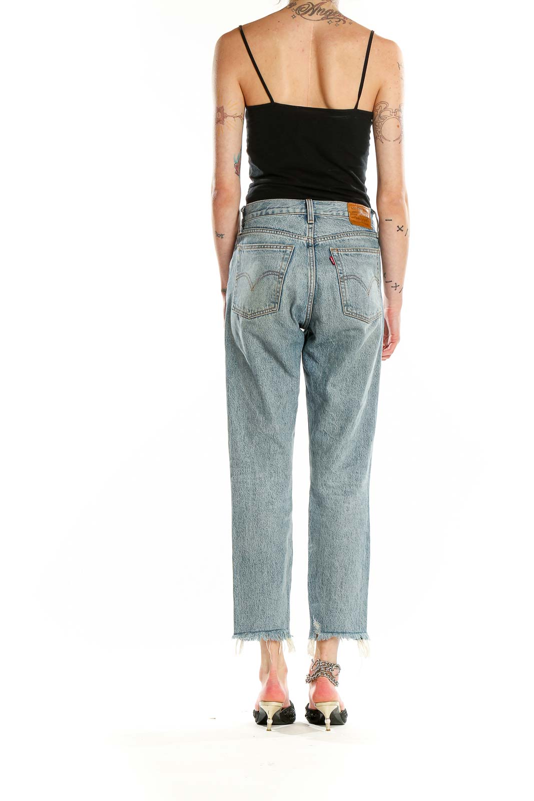 Gray Light Rinse Straight Leg Faded Jeans