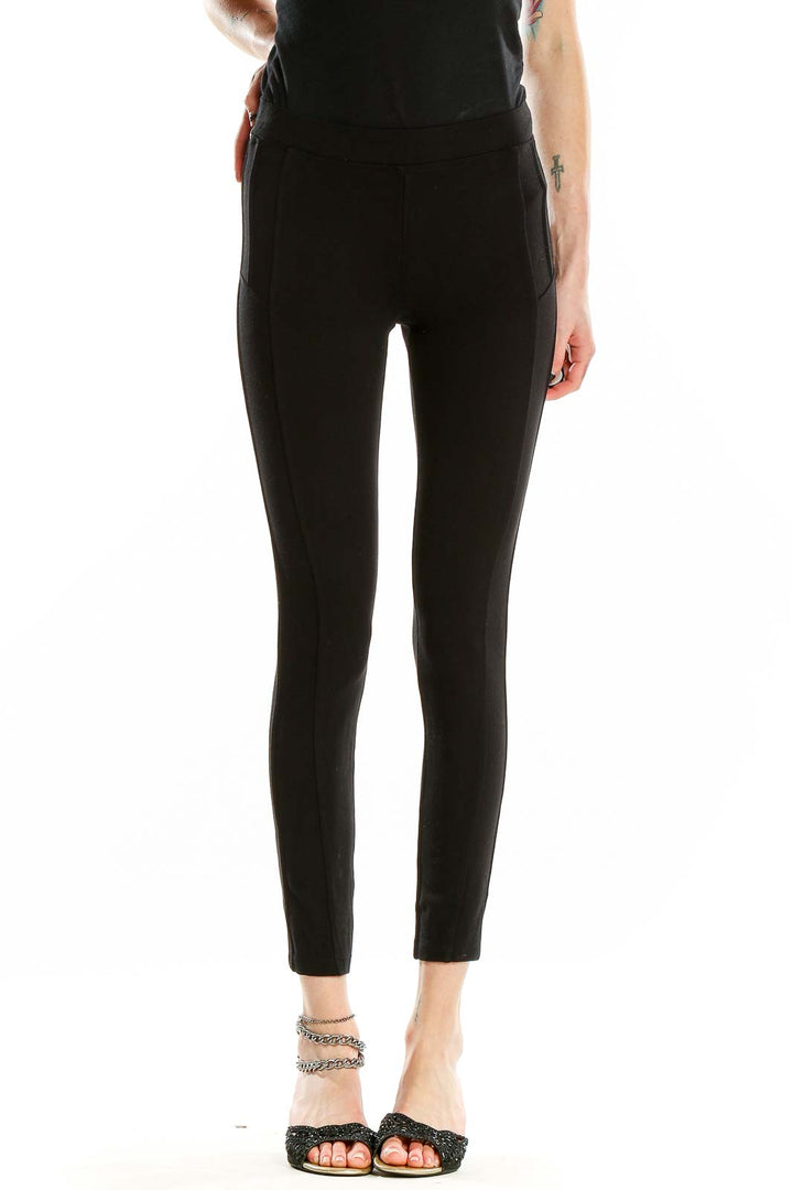 Front view of black Calvin Klein Performance high-waisted leggings