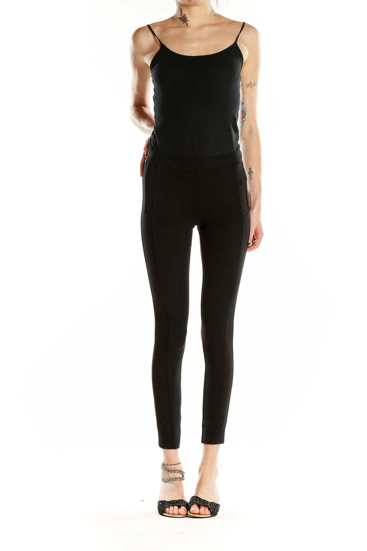 Front view of black Calvin Klein Performance high-waisted leggings