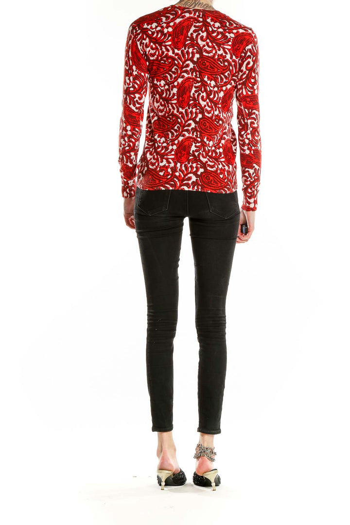 Back view of MICHAEL Michael Kors red paisley print long sleeve top