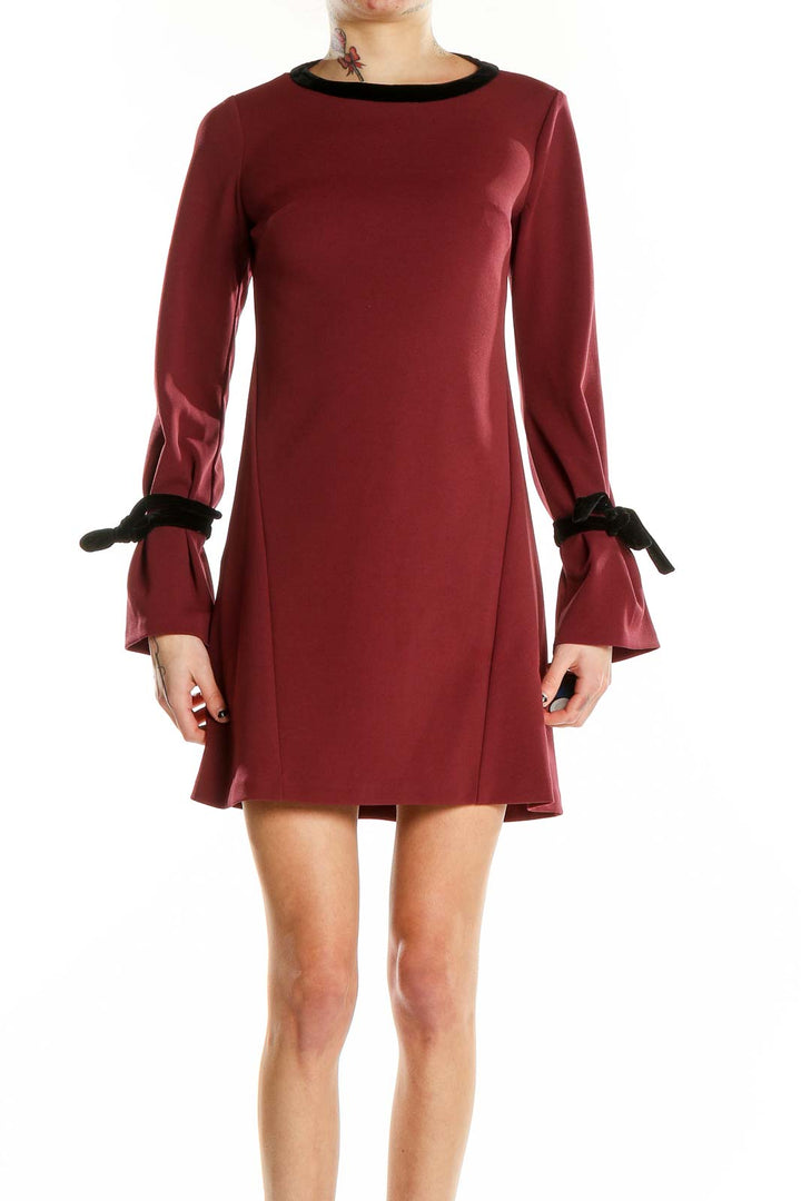 Red Bow Sleeve Sweater Dress