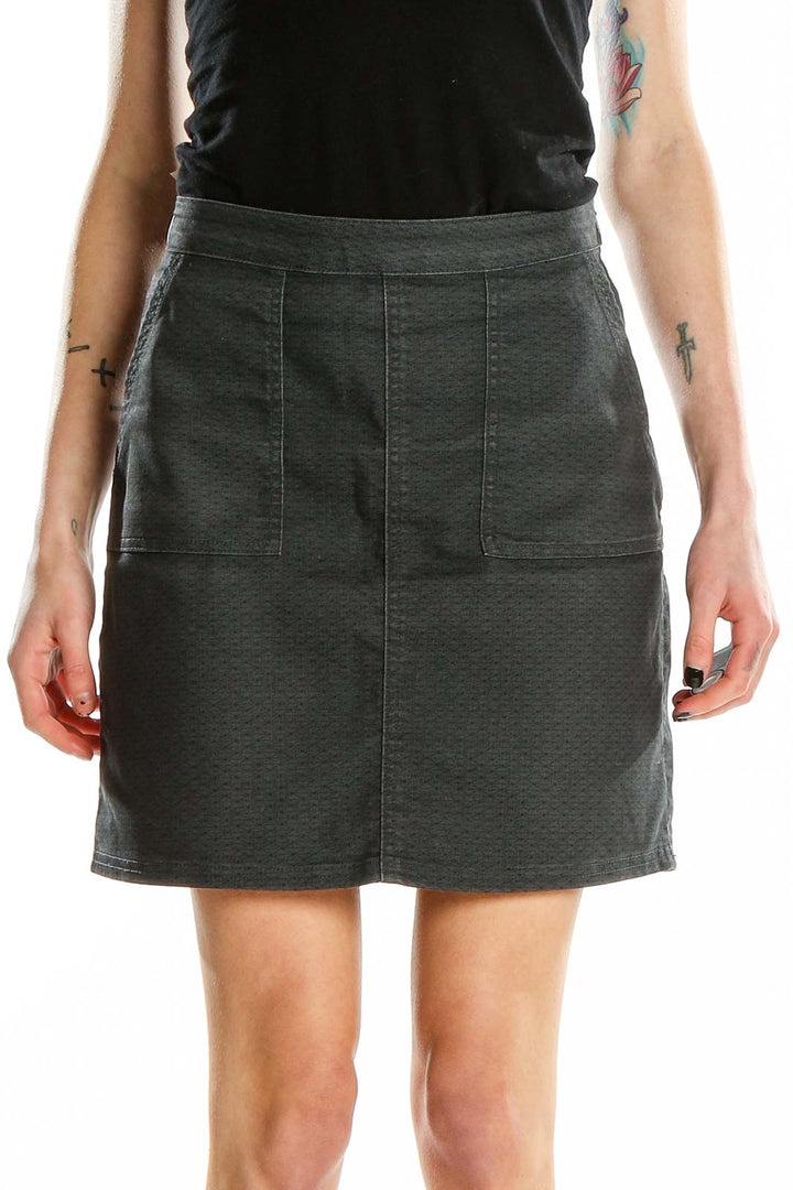 Gray Printed Mini Skirt