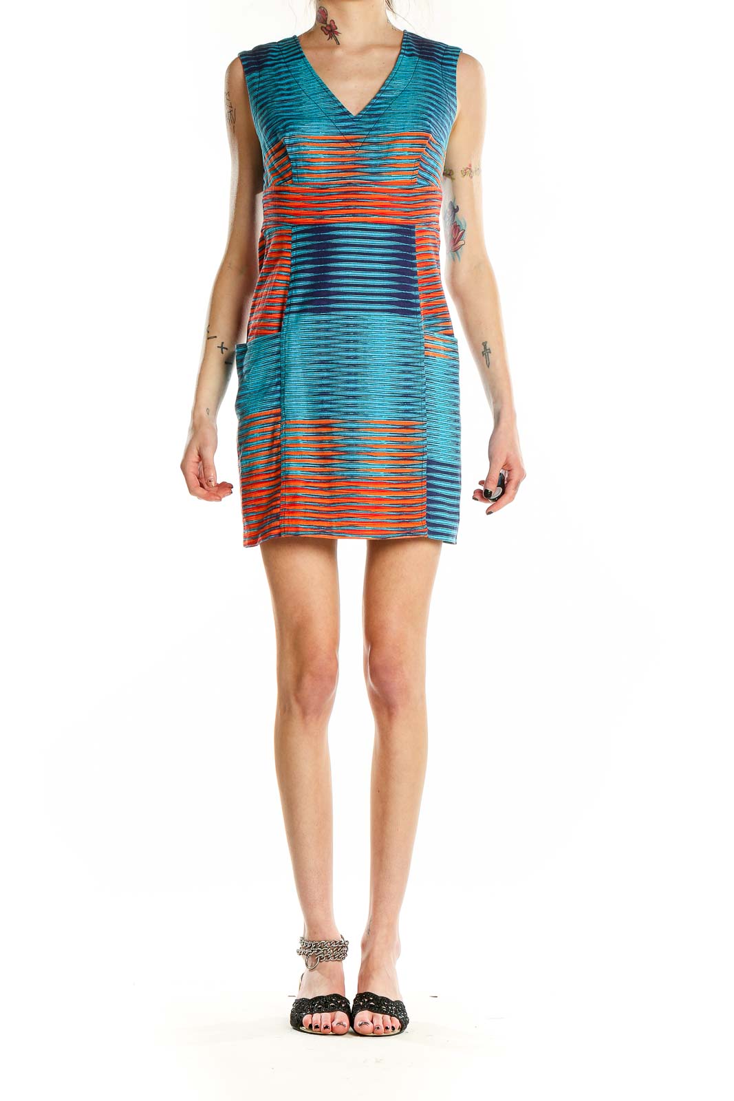 Blue Orange Sleeveless Mini Dress