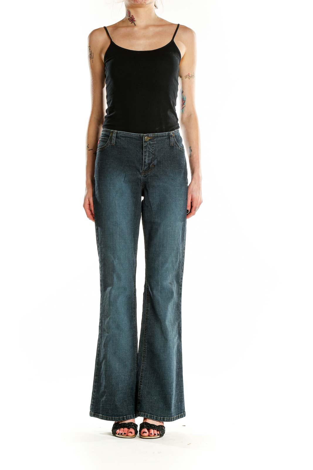 Blue Dark Rinse Bootcut Retro Jeans