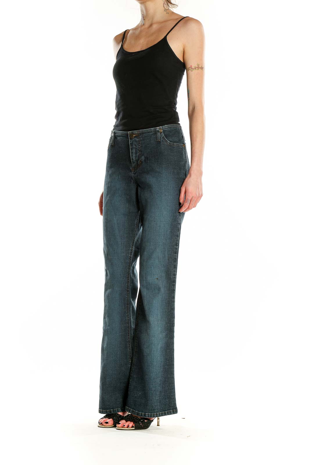 Blue Dark Rinse Bootcut Retro Jeans