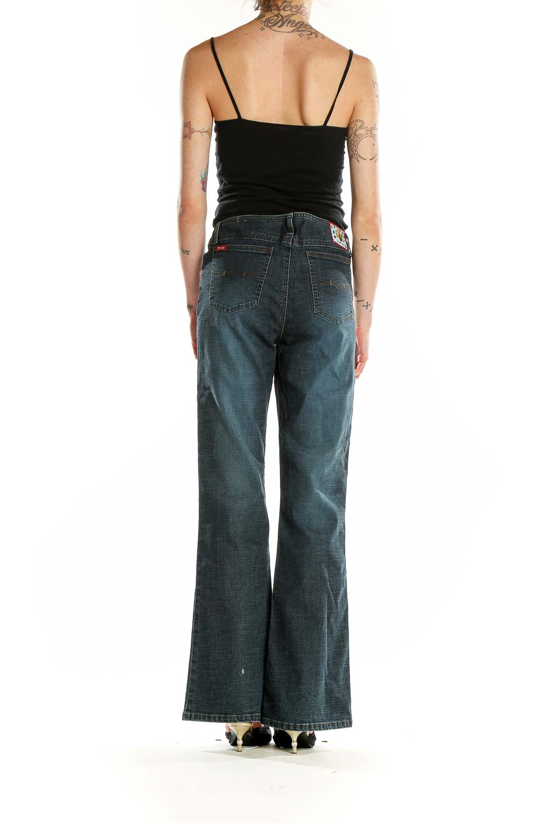 Blue Dark Rinse Bootcut Retro Jeans