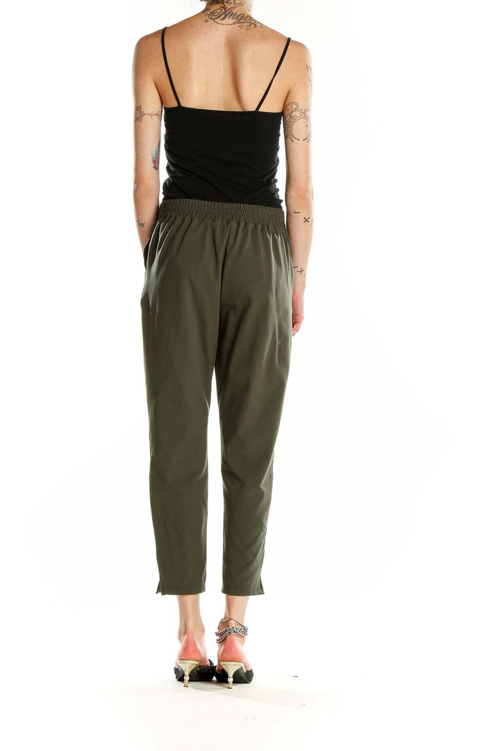 Green Slim Tie Waist Pants