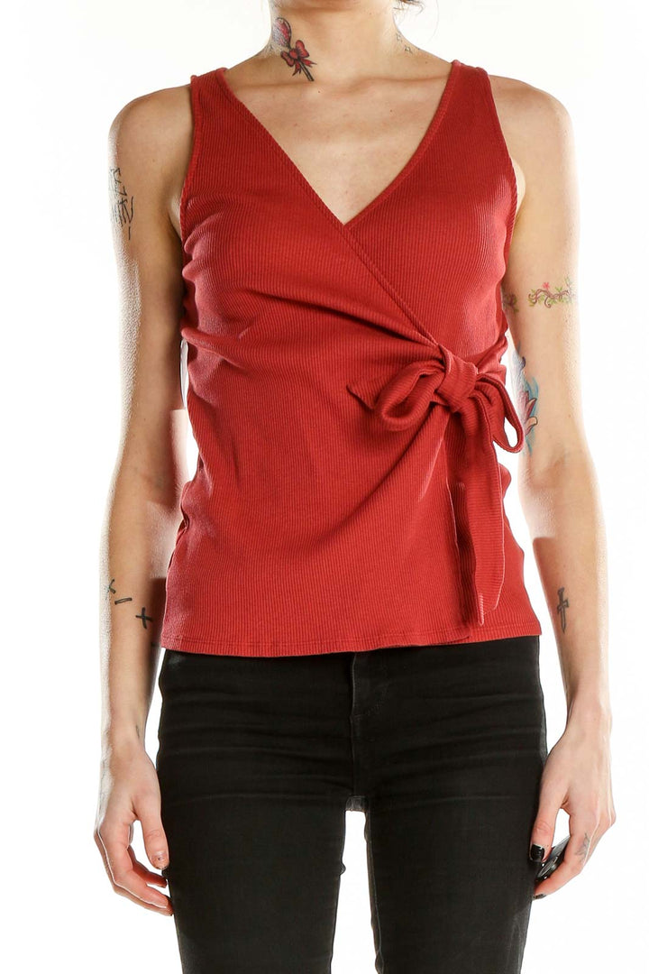 Red Sleeveless Tie Top