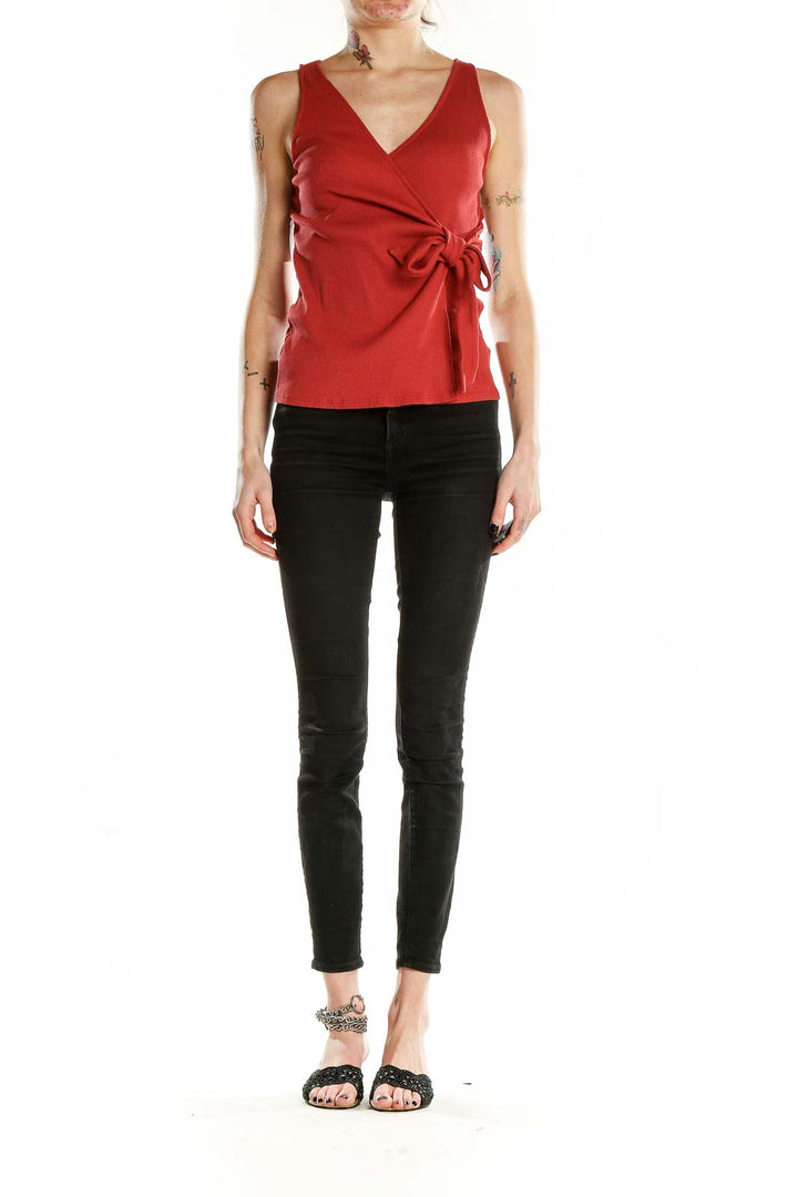 Red Sleeveless Tie Top