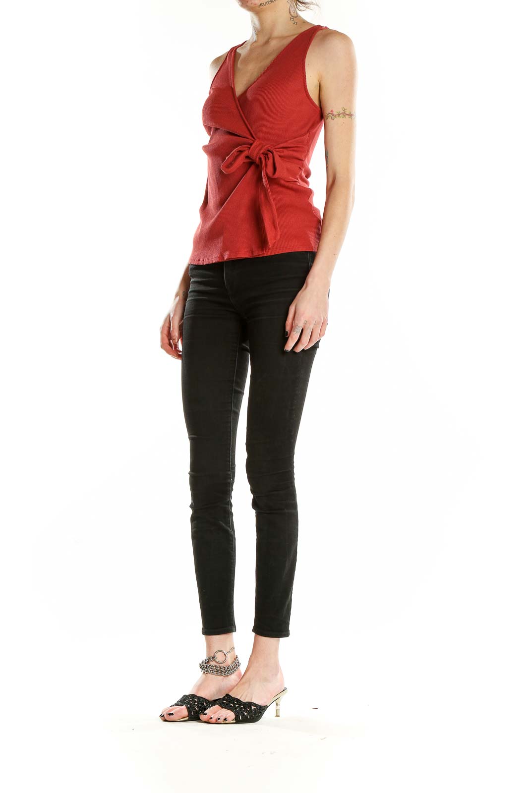 Red Sleeveless Tie Top