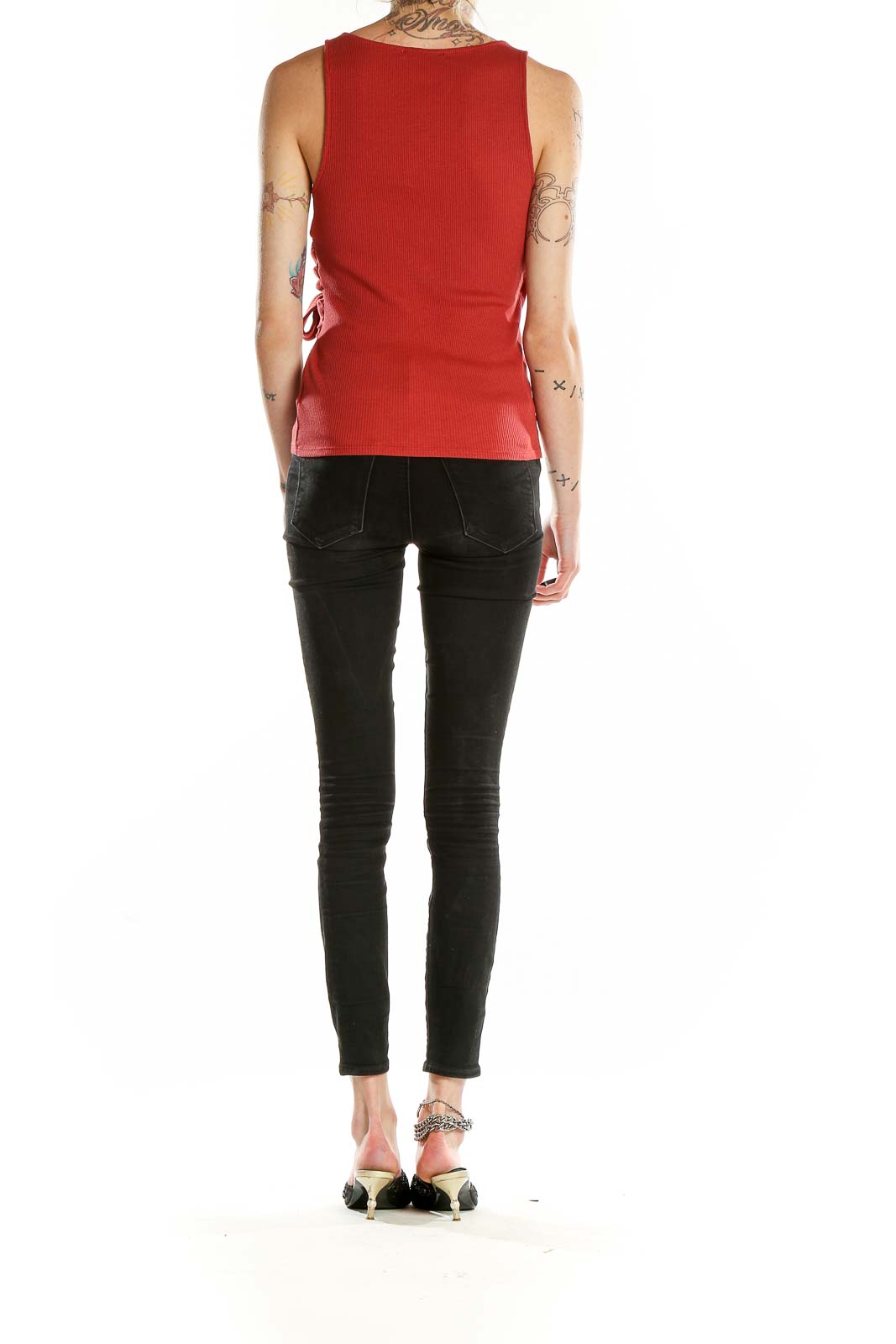 Red Sleeveless Tie Top