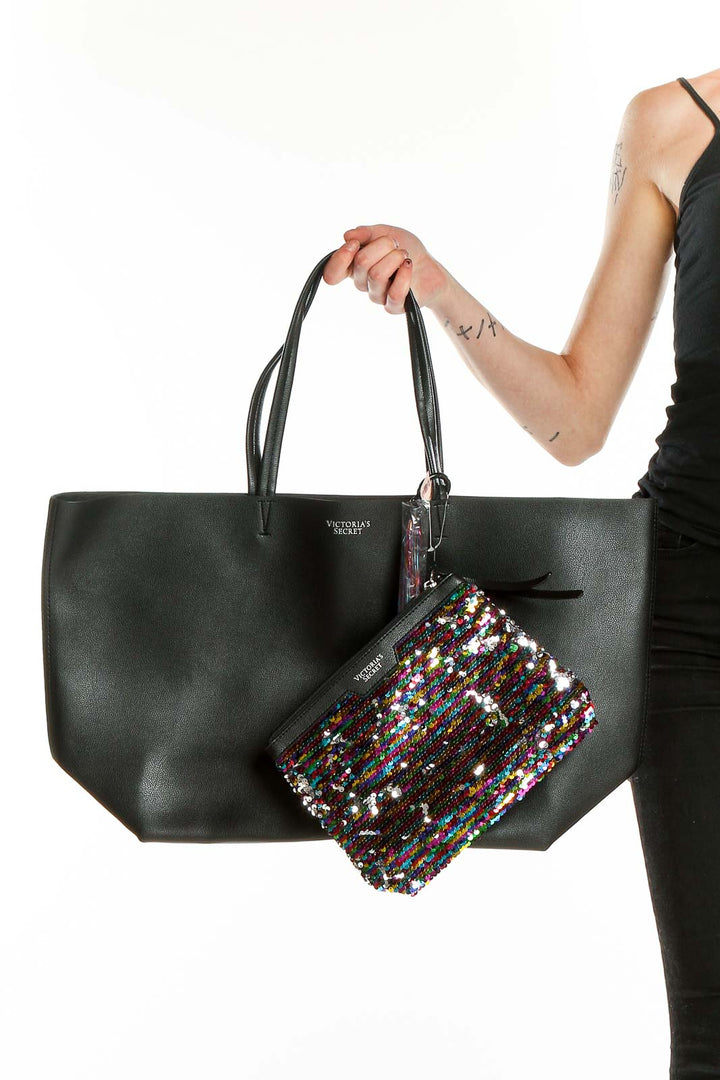 Black Tote With Clutch Bag