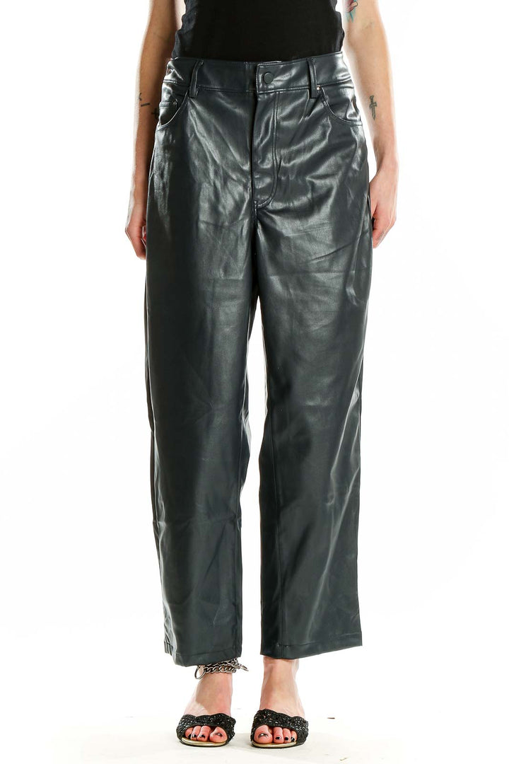 Blue Faux - Leather Texture Pants