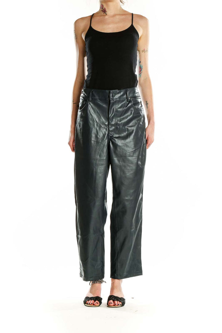 Blue Faux - Leather Texture Pants