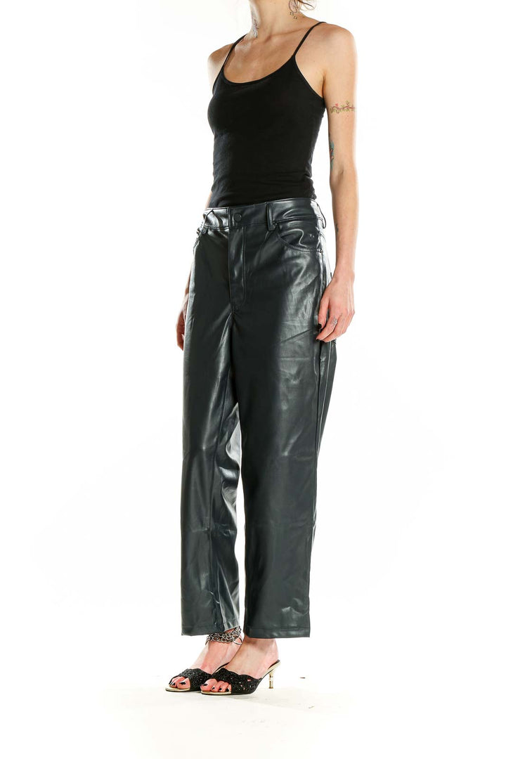 Blue Faux - Leather Texture Pants